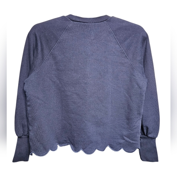 Frame Navy Scallop Crew Neck Sweatshirt Size M - Picture 3 of 10